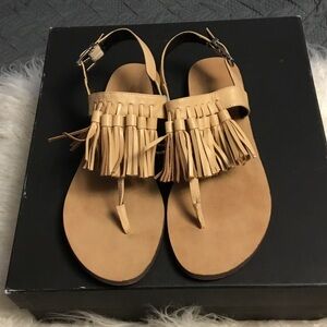Rebecca Minkoff Tan Fringe Sandals